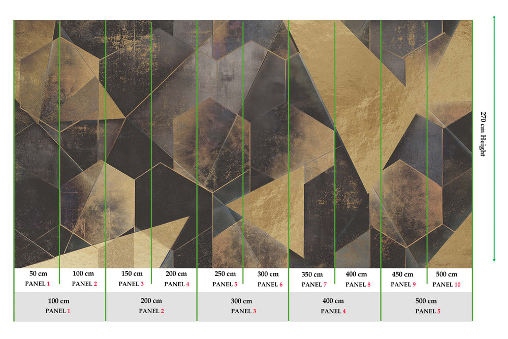 Binrouji Black Gilded Abstract Geometry Mural M3151