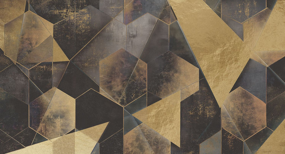 Binrouji Black Gilded Abstract Geometry Mural M3151