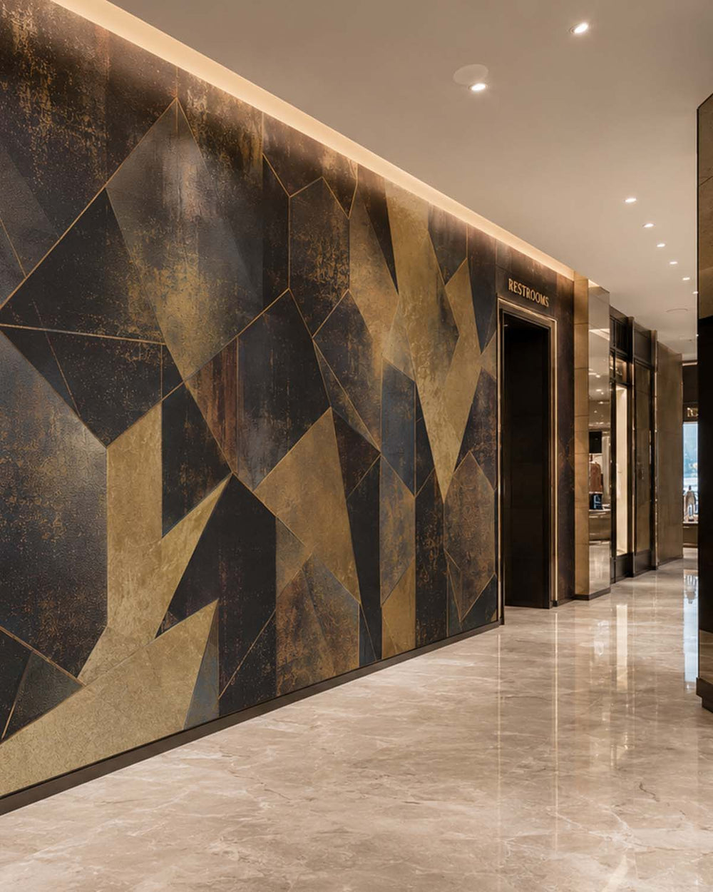Binrouji Black Gilded Abstract Geometry Mural M3151
