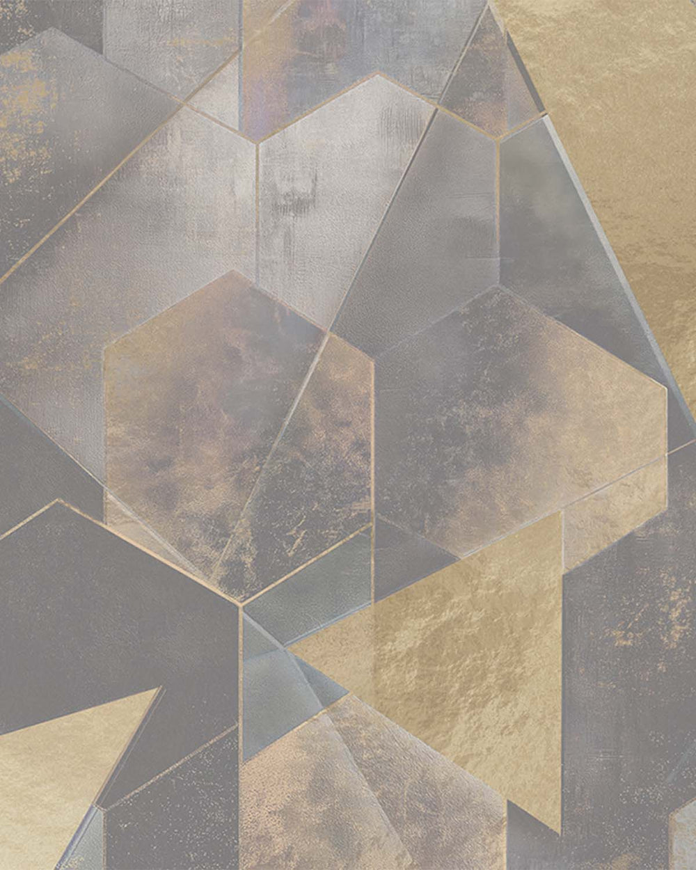 Pewter Mug Gilded Abstract Geometry Mural M3152