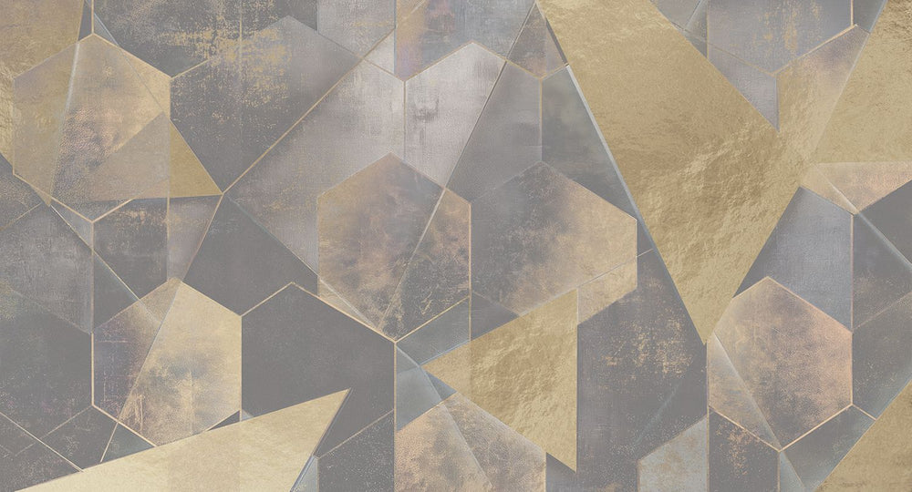Pewter Mug Gilded Abstract Geometry Mural M3152