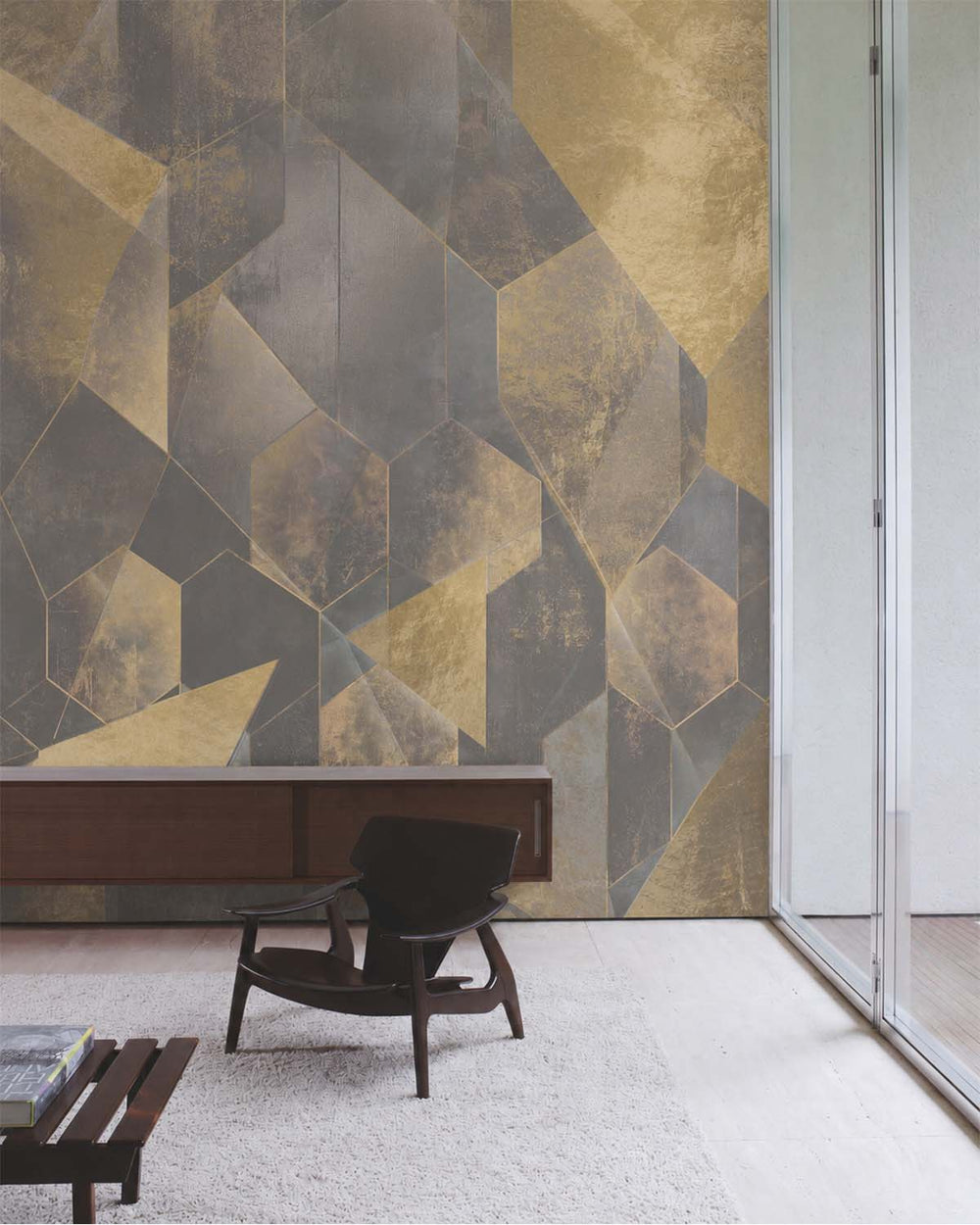Pewter Mug Gilded Abstract Geometry Mural M3152