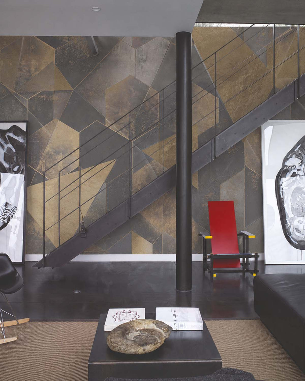 Pewter Mug Gilded Abstract Geometry Mural M3152