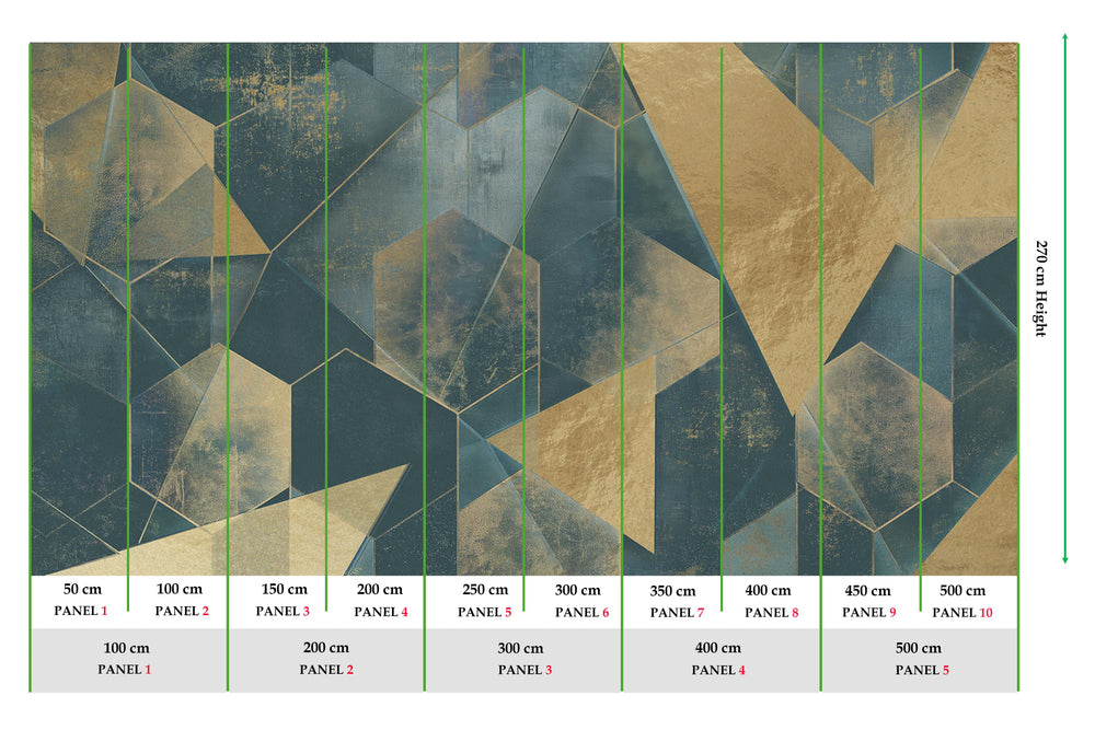 Mountain Pine Gilded Abstract Geometry Mural M3153