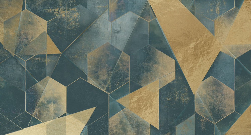 Mountain Pine Gilded Abstract Geometry Mural M3153