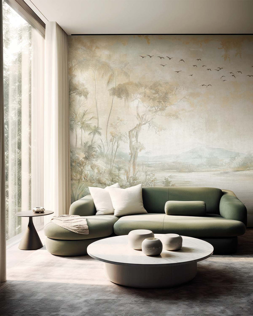 Gold Canyon Vintage Botanical Exotic Lagoon Mural M3154