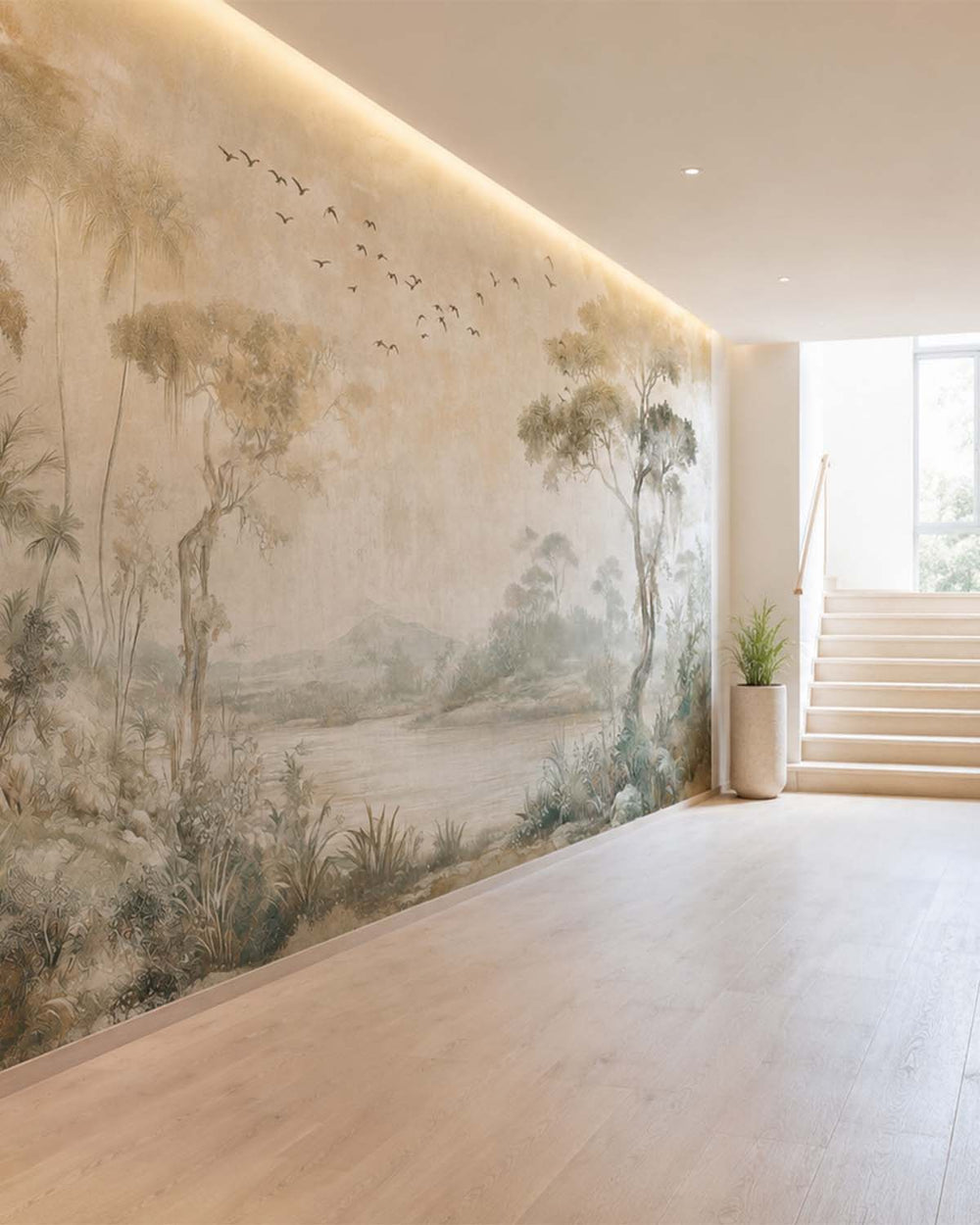 Gold Canyon Vintage Botanical Exotic Lagoon Mural M3154