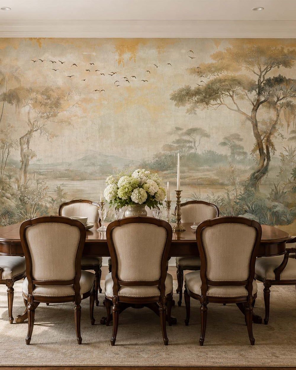 Gold Canyon Vintage Botanical Exotic Lagoon Mural M3154