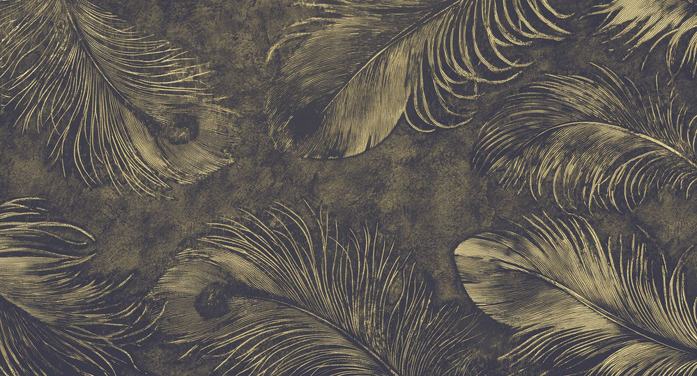 Bastion Grey Ethereal Feather Mural M3160