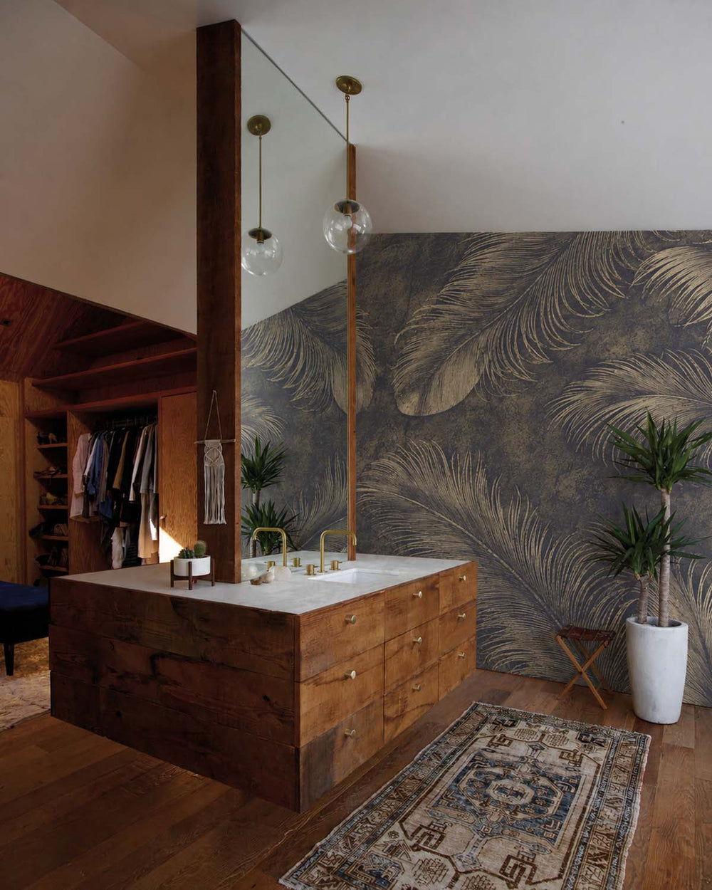 Bastion Grey Ethereal Feather Mural M3160