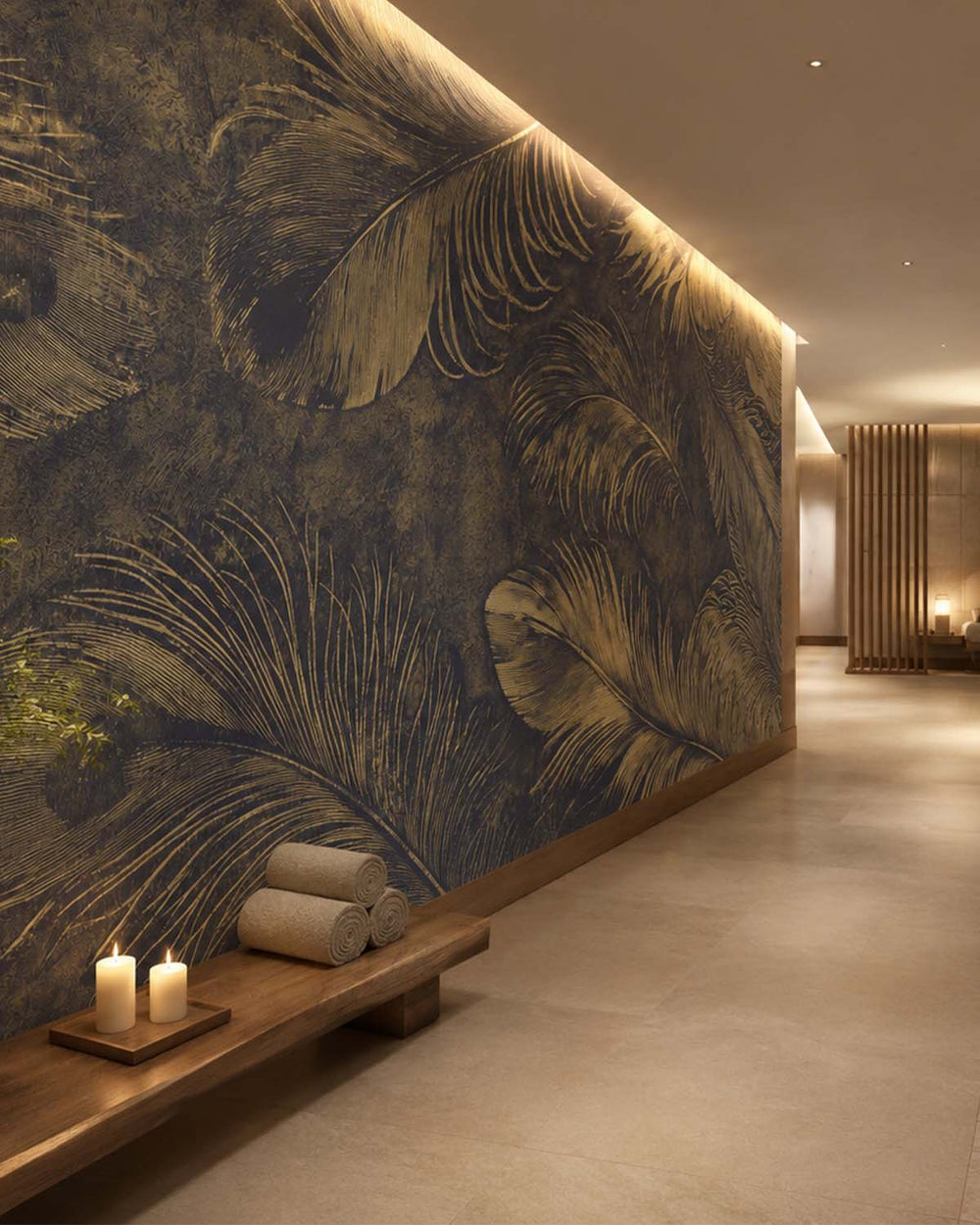 Bastion Grey Ethereal Feather Mural M3160