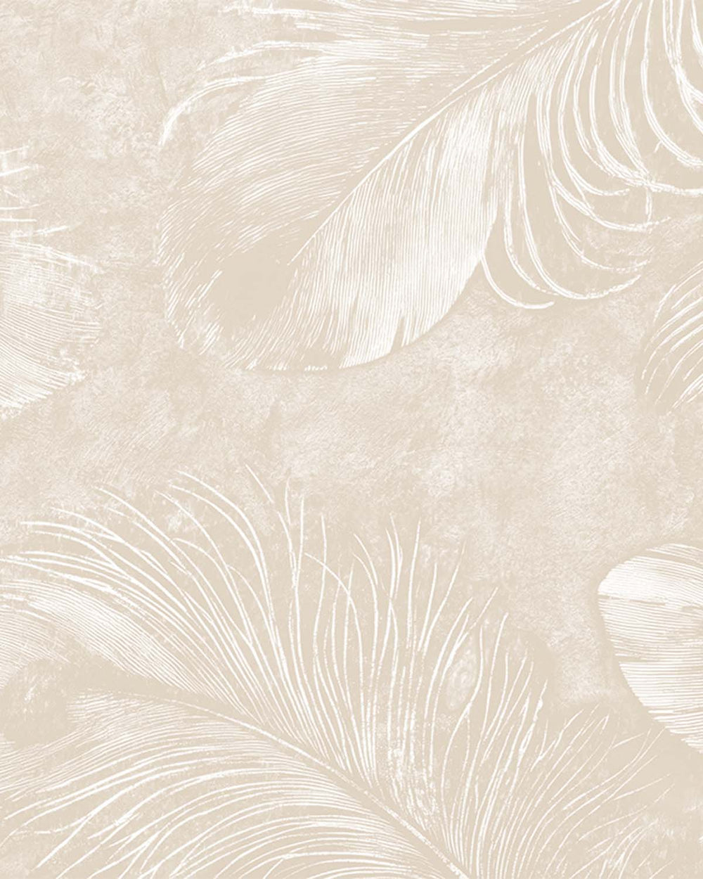Aquarelle Beige Ethereal Feather Mural M3161