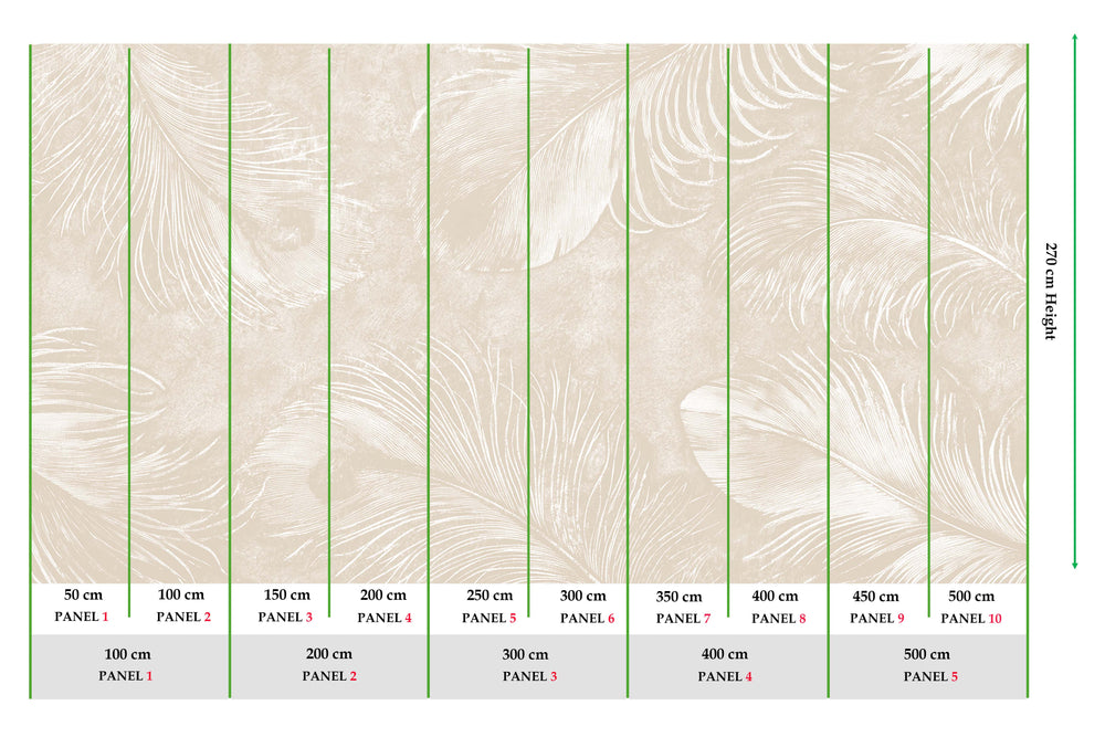 Aquarelle Beige Ethereal Feather Mural M3161