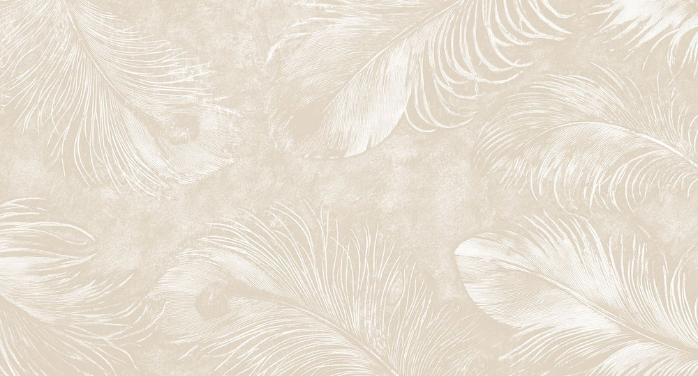 Aquarelle Beige Ethereal Feather Mural M3161