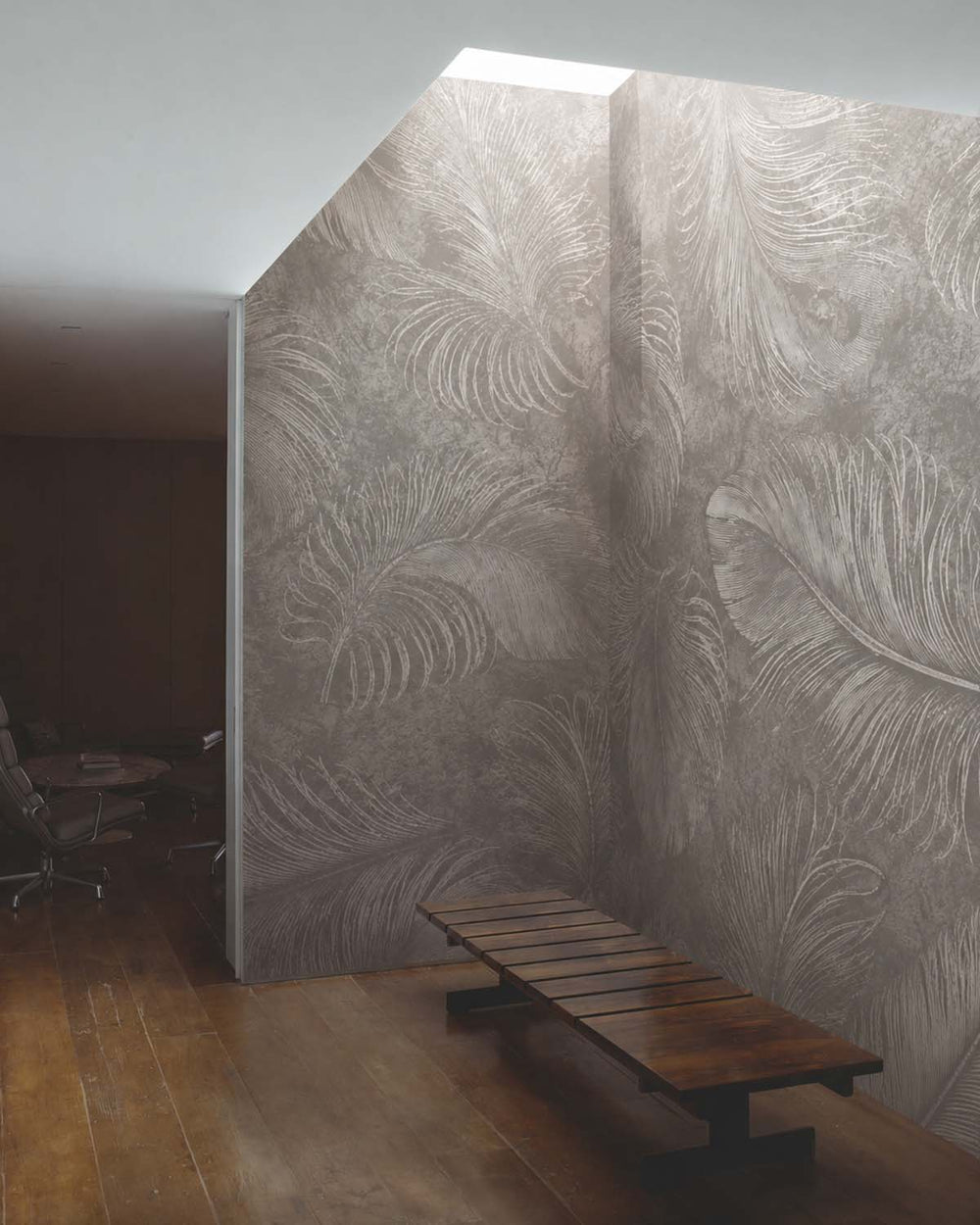 Aquarelle Beige Ethereal Feather Mural M3161