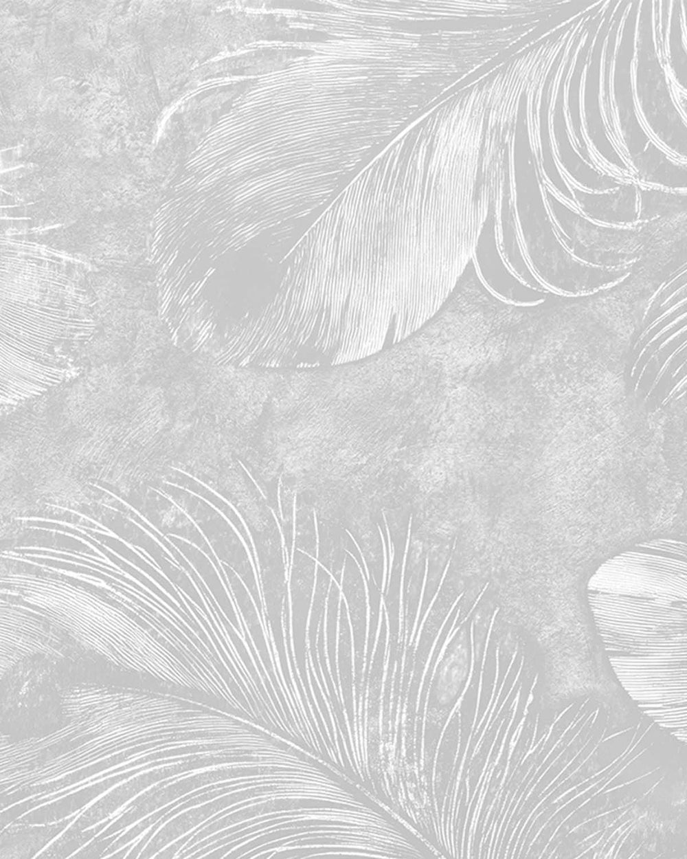 American Silver Ethereal Feather Mural M3162