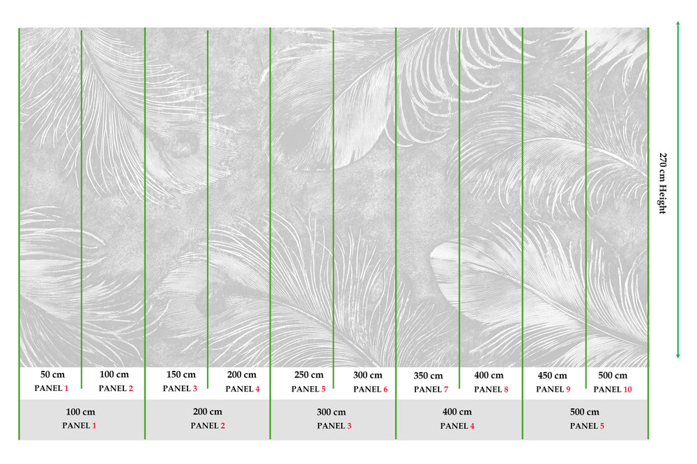 American Silver Ethereal Feather Mural M3162