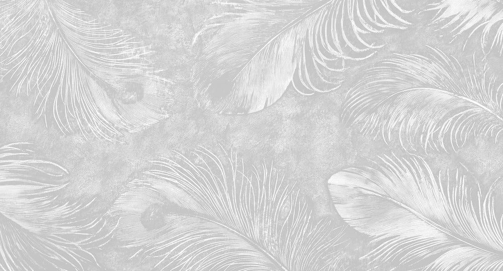 American Silver Ethereal Feather Mural M3162
