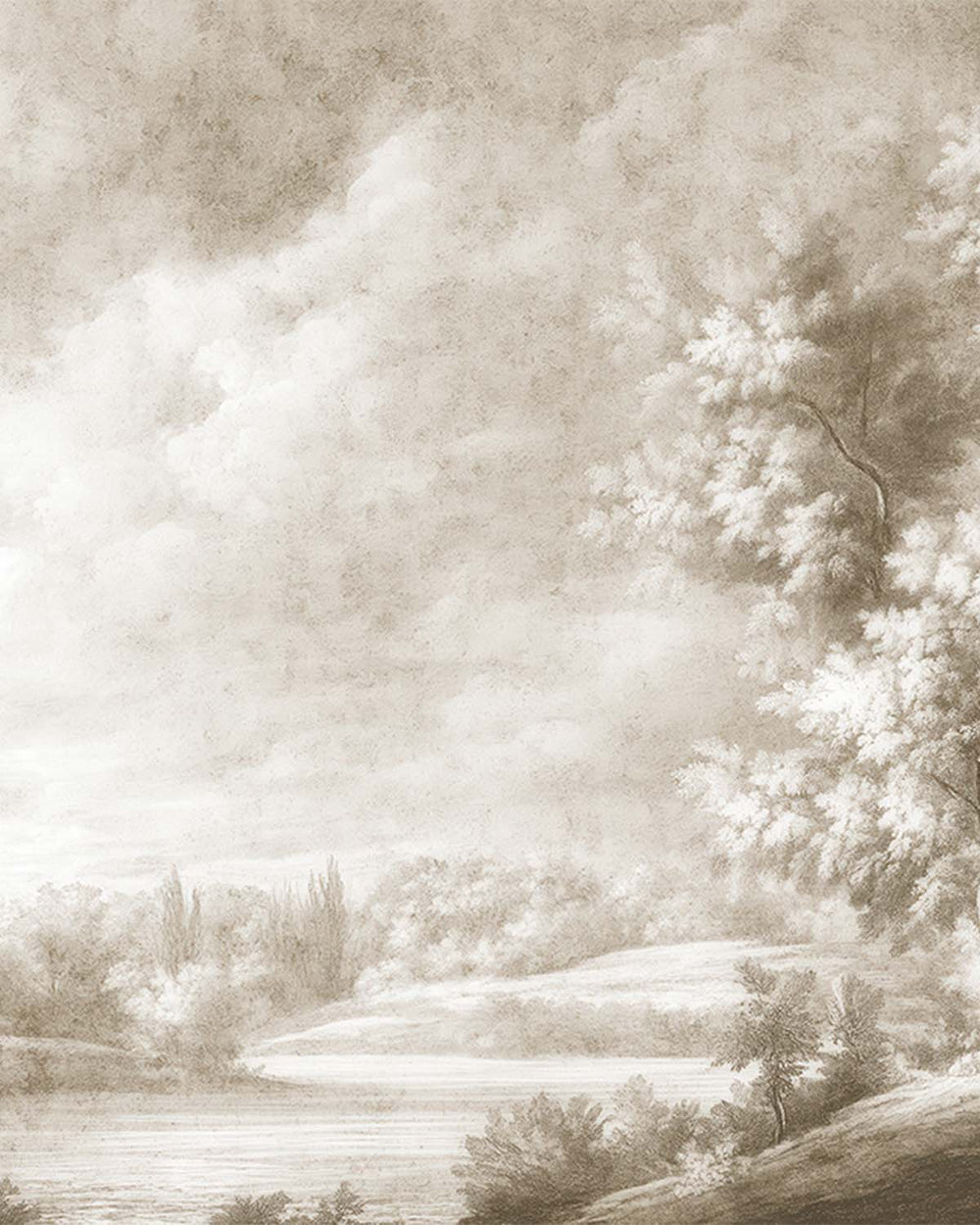 Friar's Brown Vintage Sepia Forest Landscape Mural M3166
