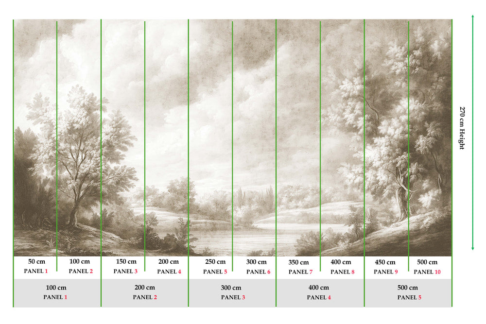 Friar's Brown Vintage Sepia Forest Landscape Mural M3166