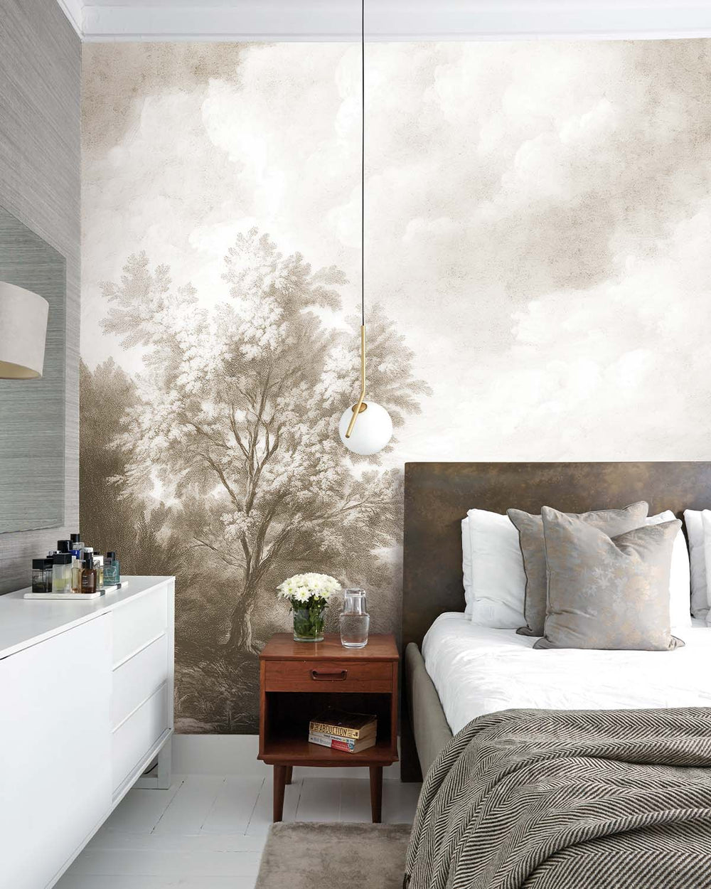Friar's Brown Vintage Sepia Forest Landscape Mural M3166