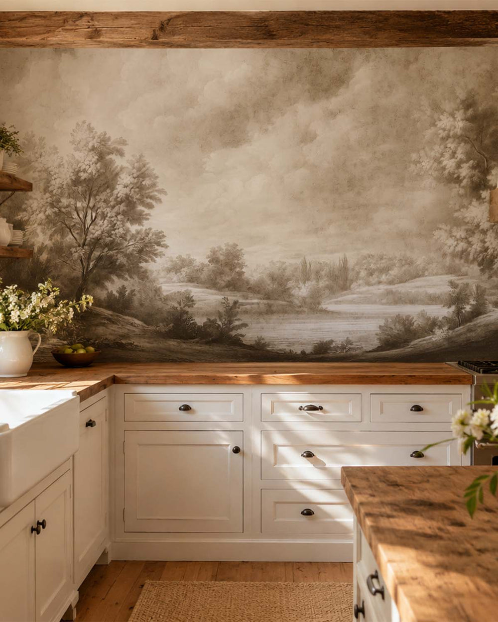 Friar's Brown Vintage Sepia Forest Landscape Mural M3166