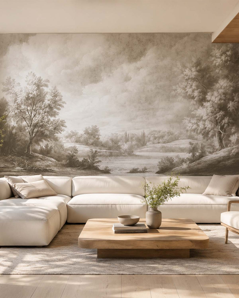 Friar's Brown Vintage Sepia Forest Landscape Mural M3166