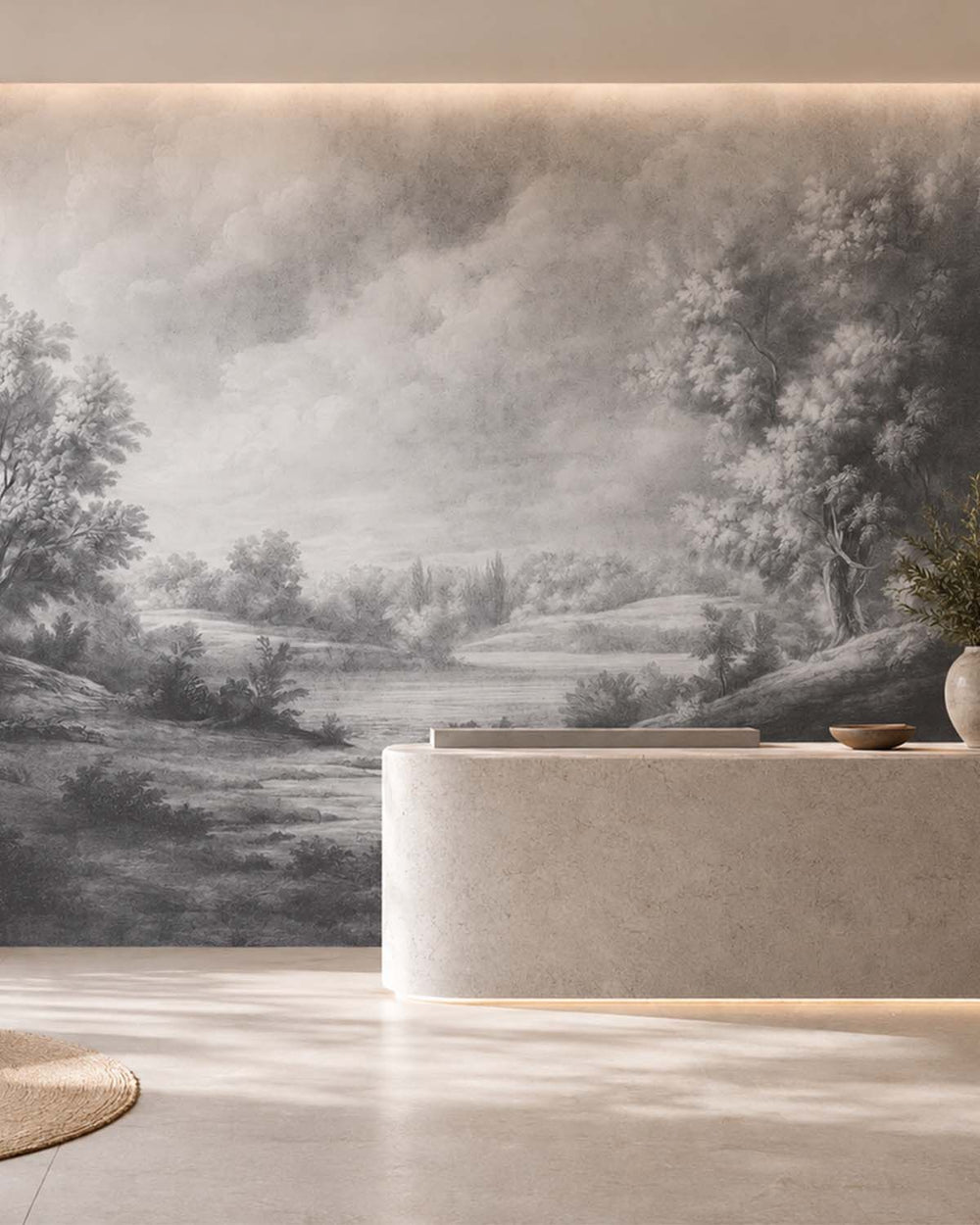 Astrogranite Vintage Sepia Forest Landscape Mural M3167