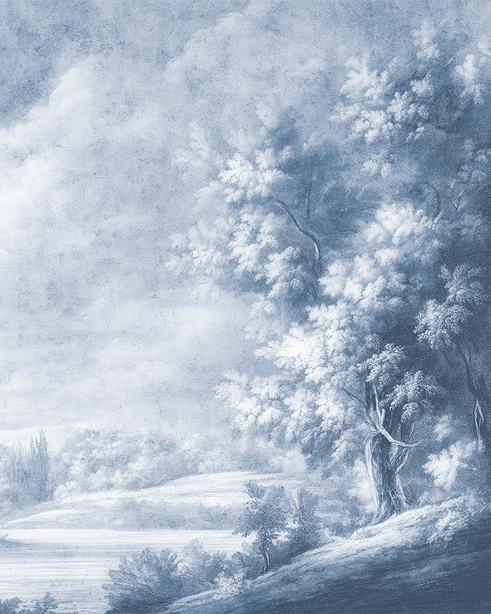 Bluster Blue Vintage Sepia Forest Landscape Mural M3168