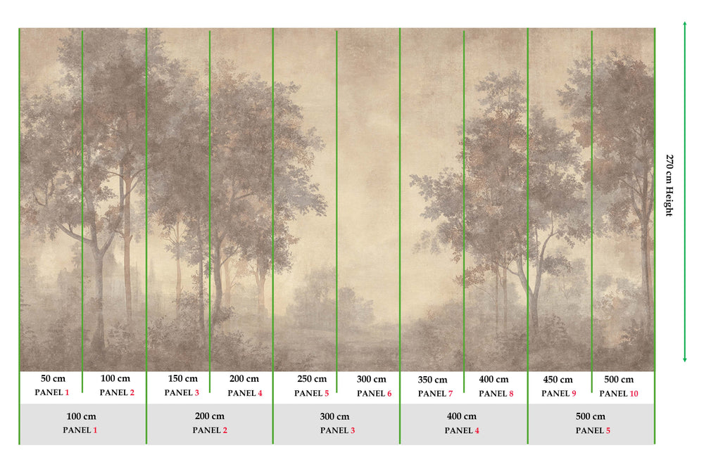 Oyster Grey Vintage Misty Morning Forest Mural M3169