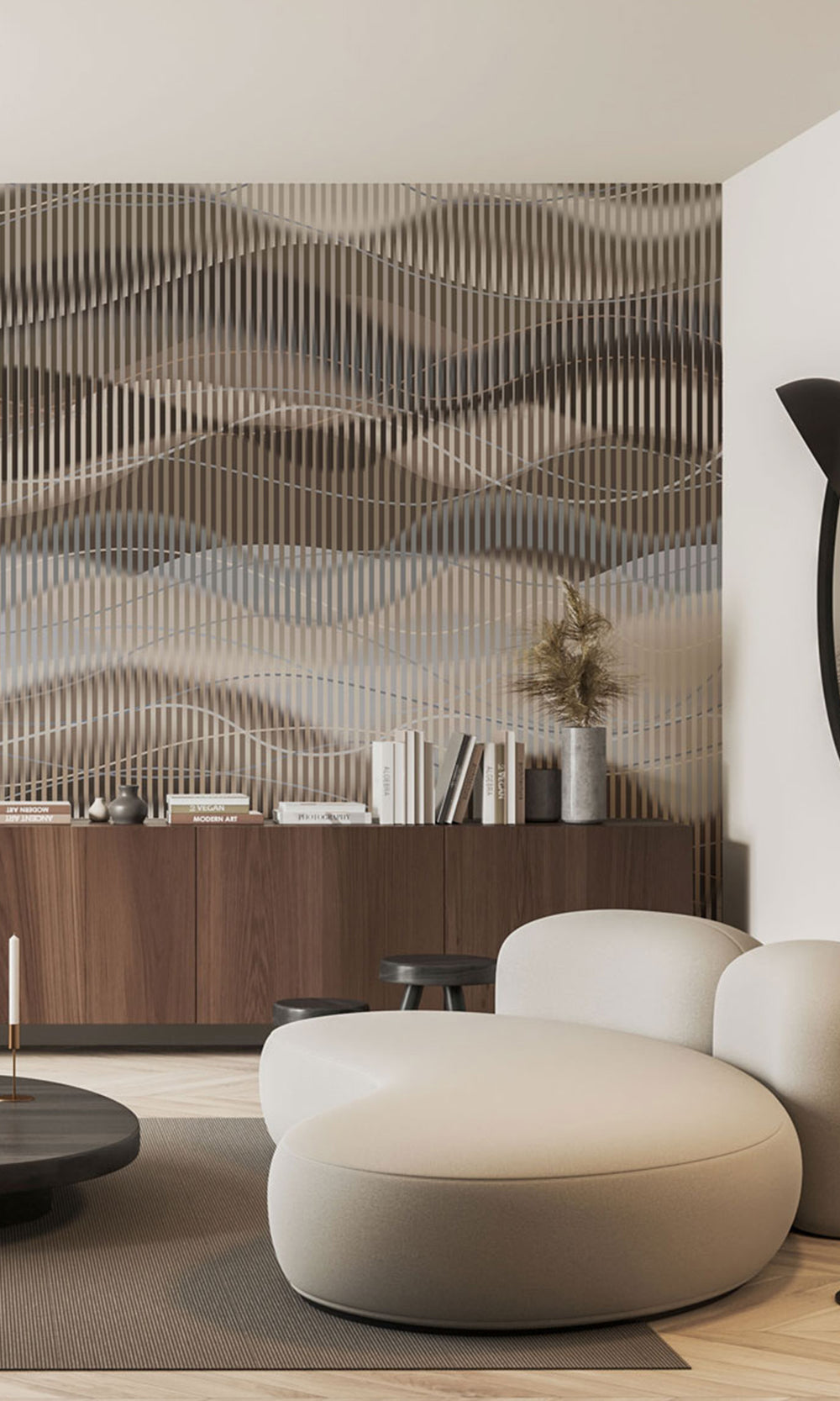 Abstract Striped Waves Wall Mural M2637