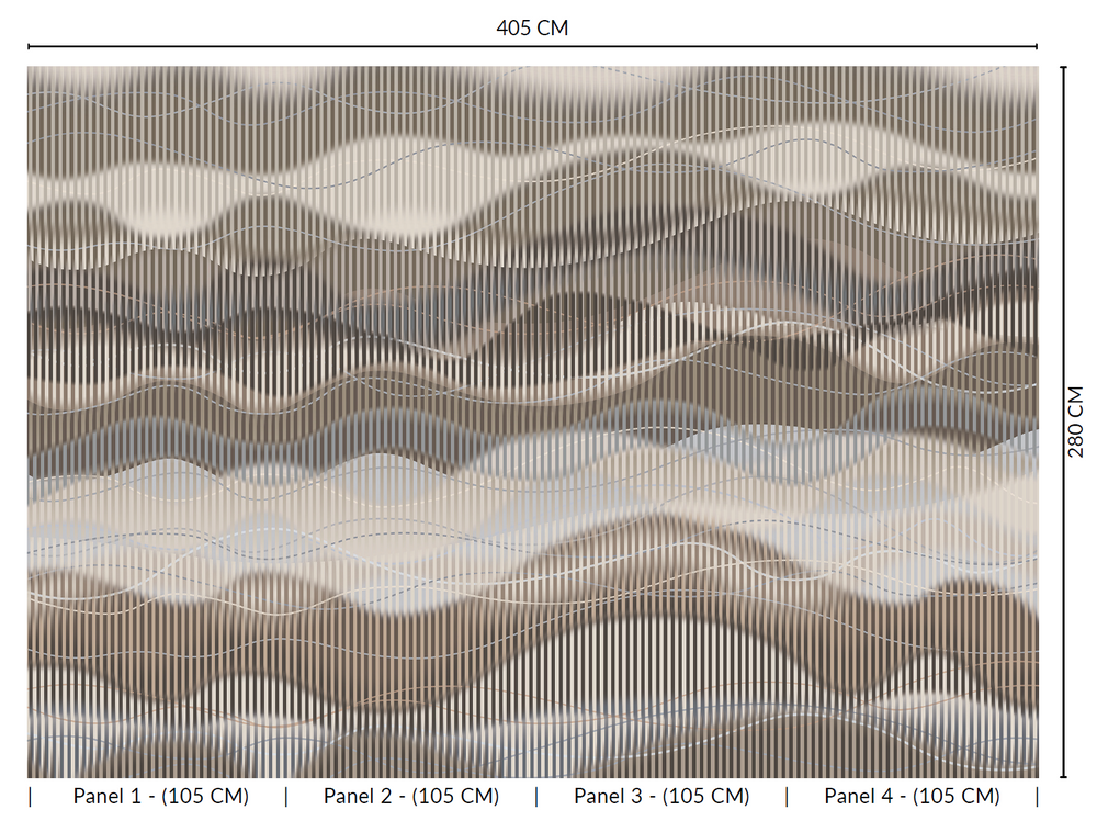 Abstract Striped Waves Wall Mural M2637