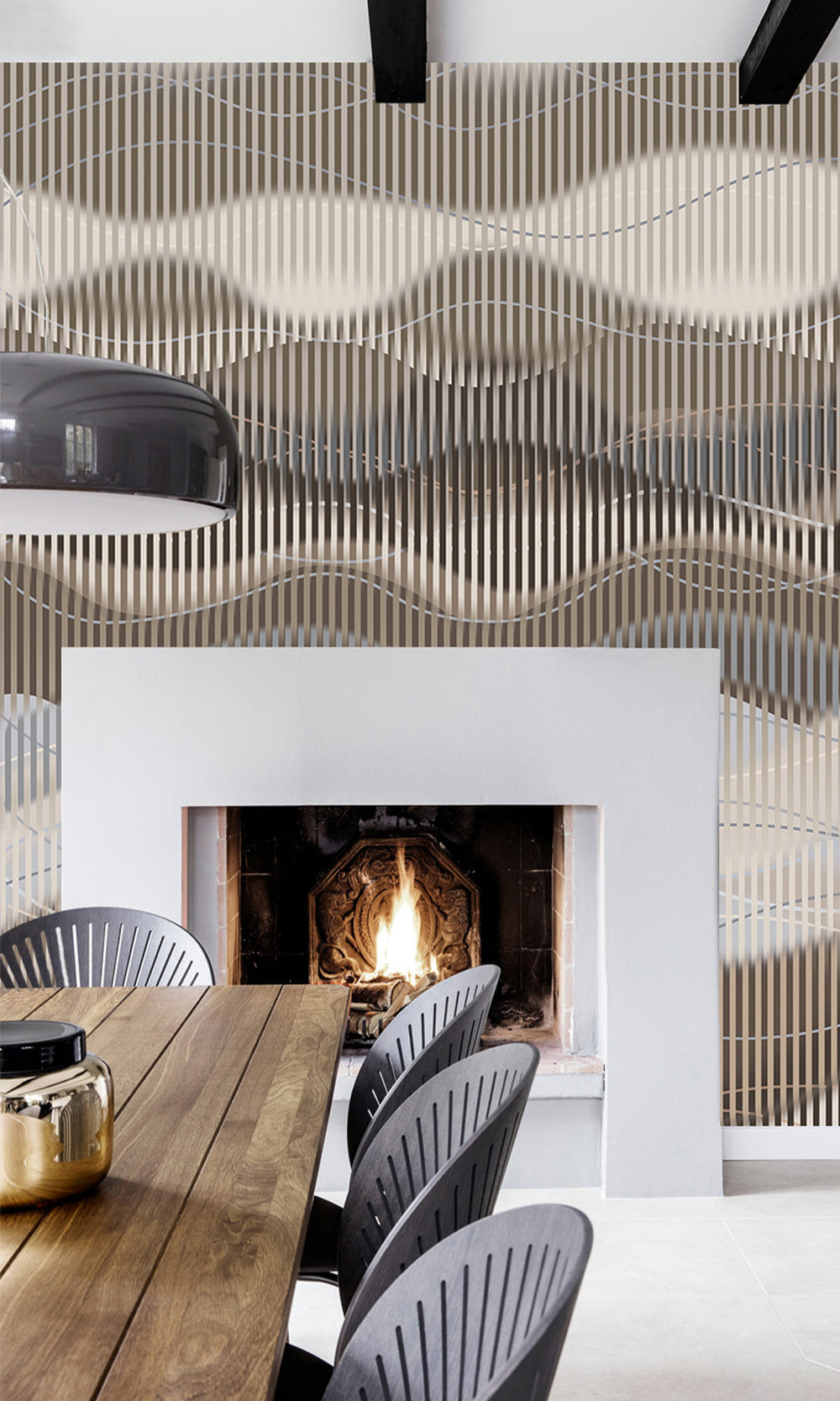 Abstract Striped Waves Wall Mural M2637