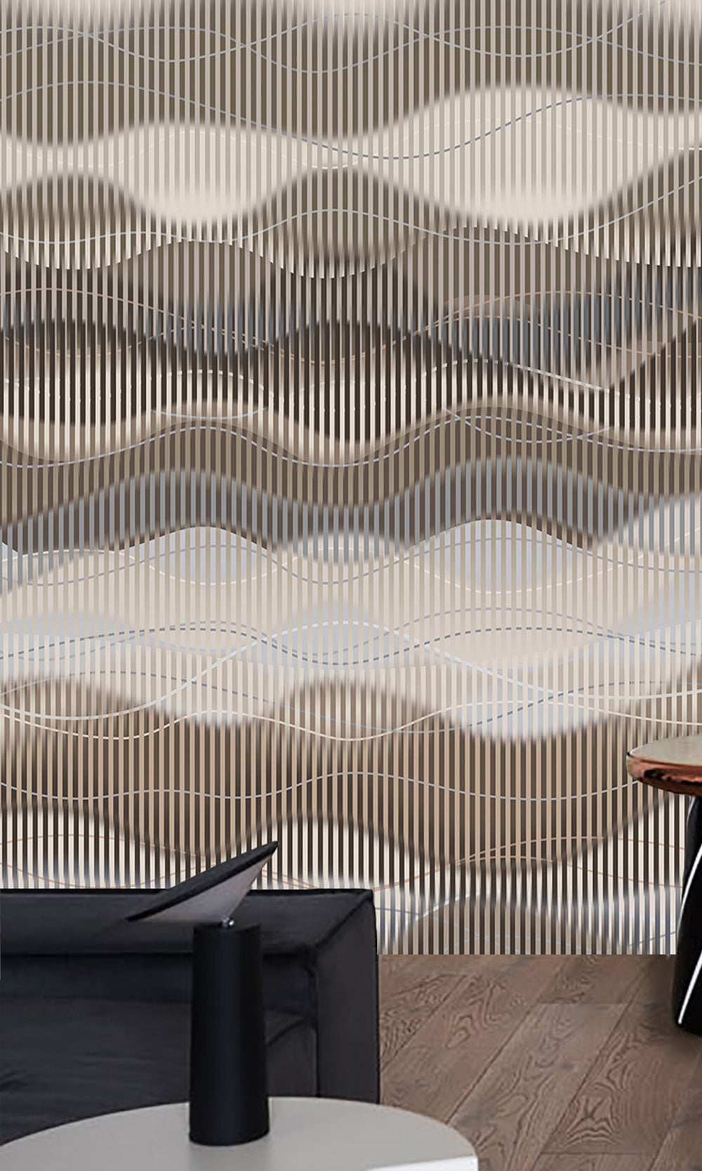 Abstract Striped Waves Wall Mural M2637