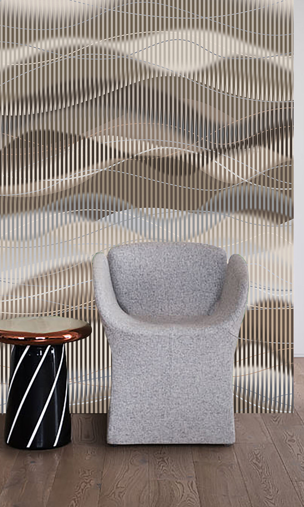 Abstract Striped Waves Wall Mural M2637