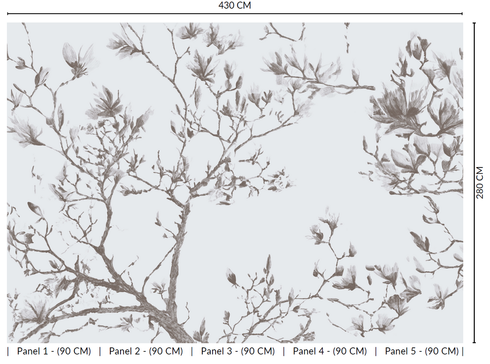 Taupe Magnolias In Bloom Murals M2667 - Sample