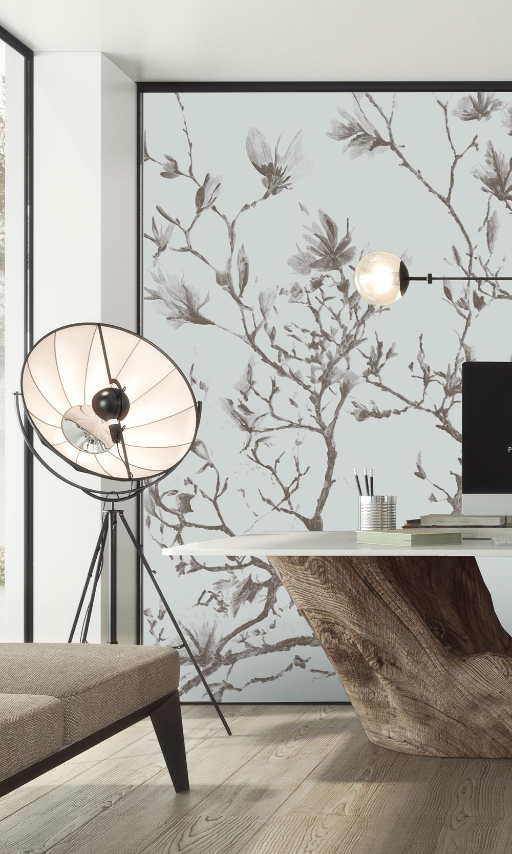 Taupe Magnolias In Bloom Murals M2667 - Sample