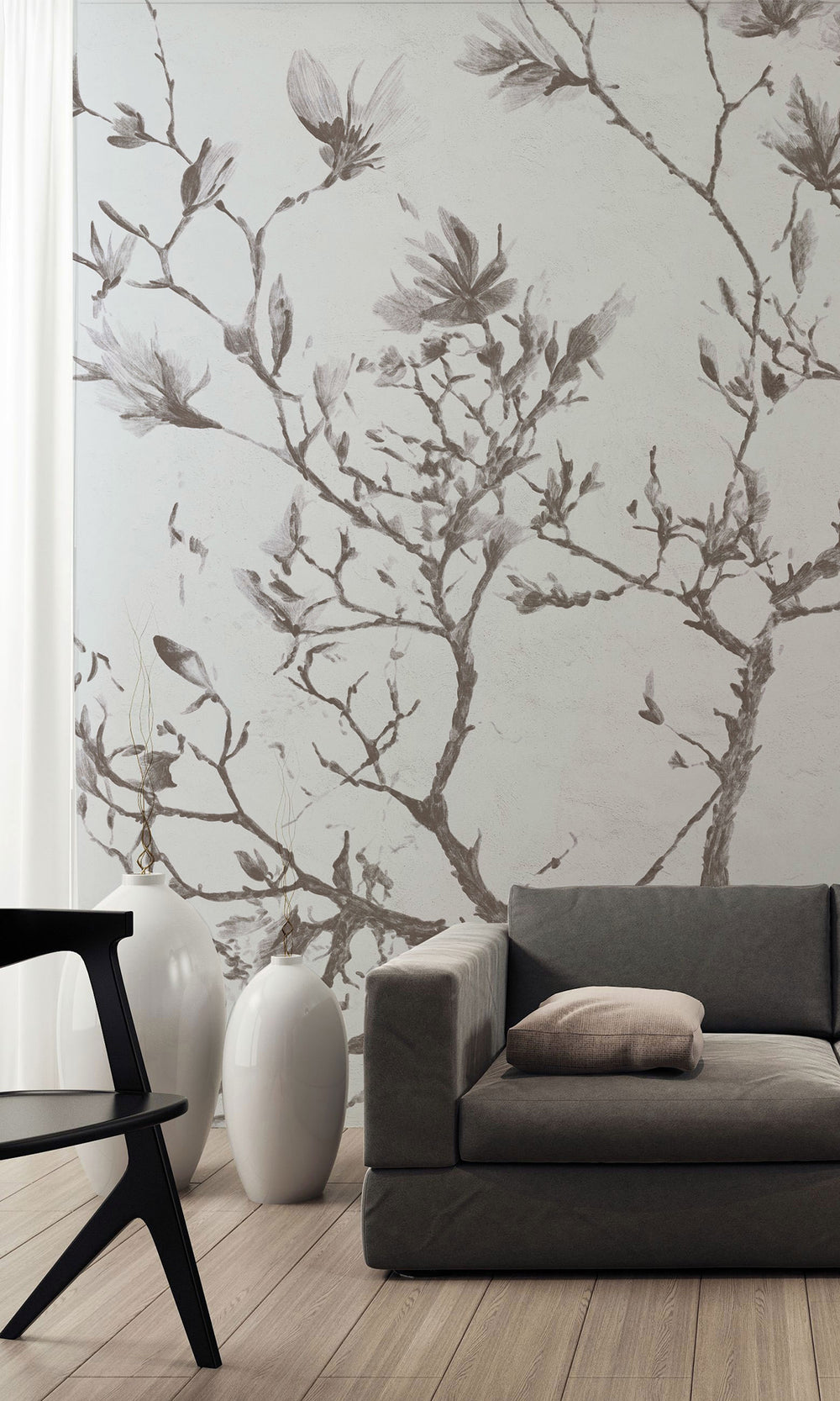 Taupe Magnolias In Bloom Murals M2667 - Sample