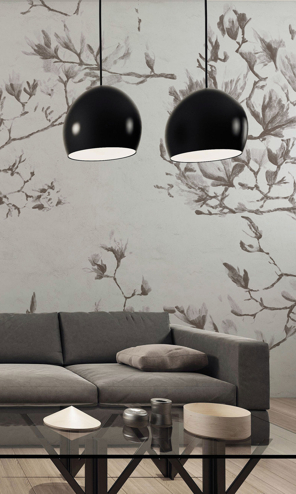 Taupe Magnolias In Bloom Murals M2667 - Sample