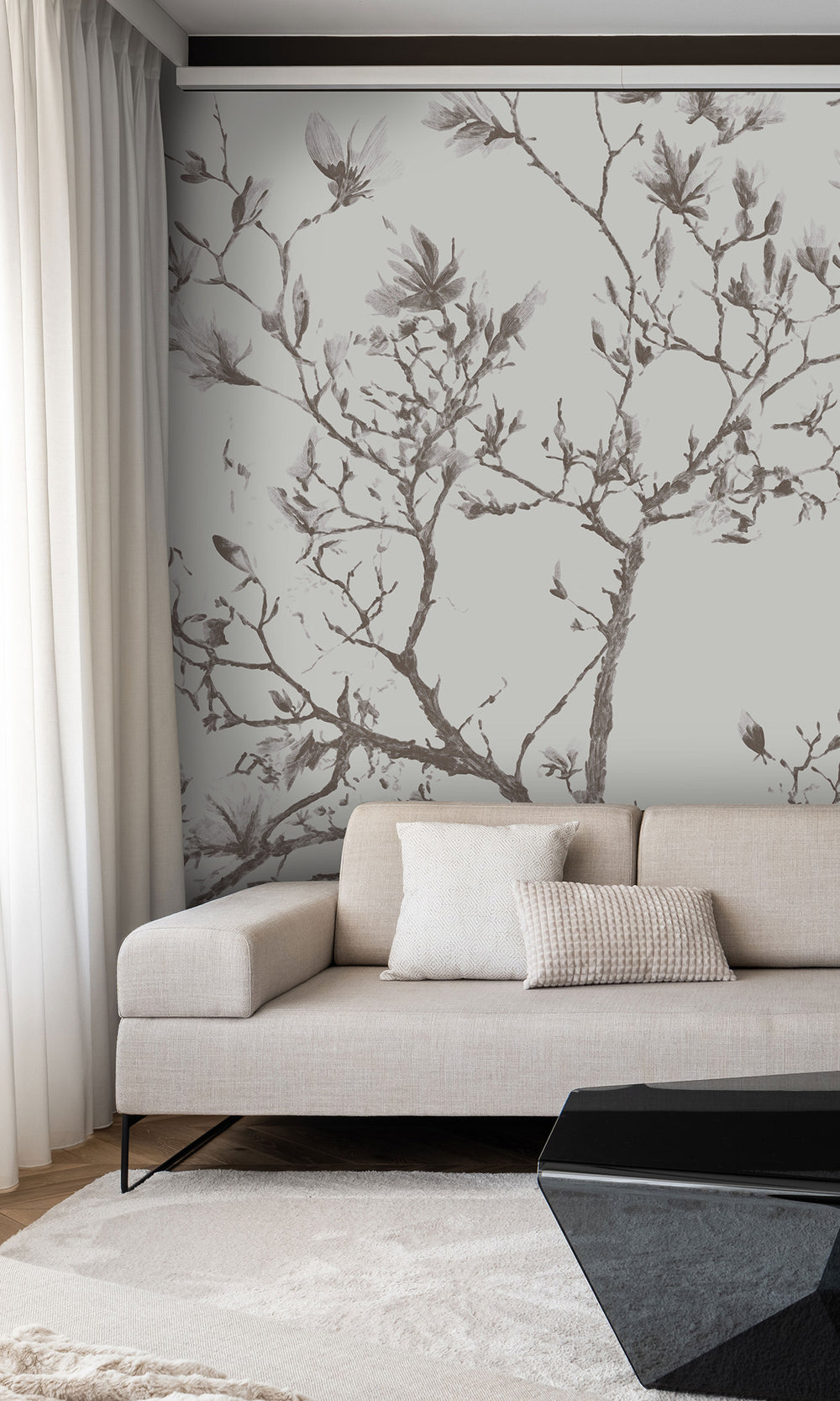 Taupe Magnolias In Bloom Murals M2667 - Sample