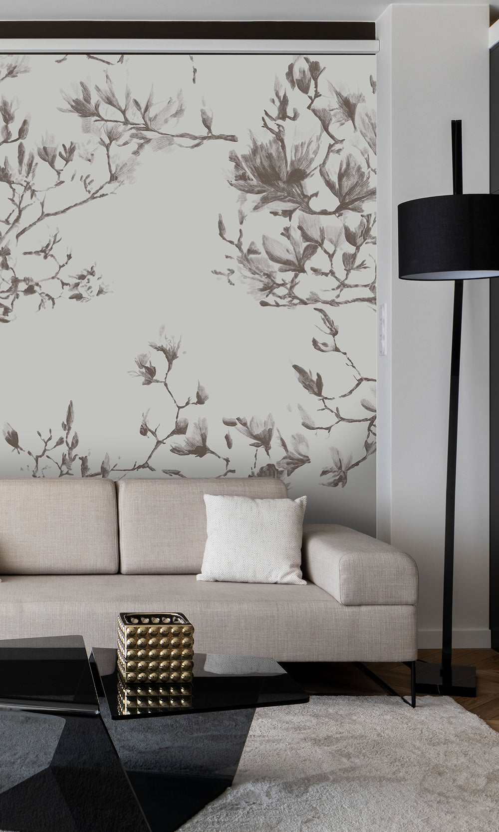 Taupe Magnolias In Bloom Murals M2667 - Sample