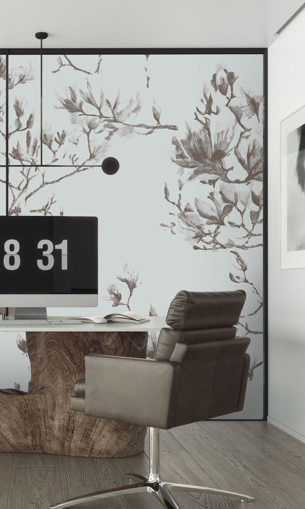 Taupe Magnolias In Bloom Murals M2667 - Sample