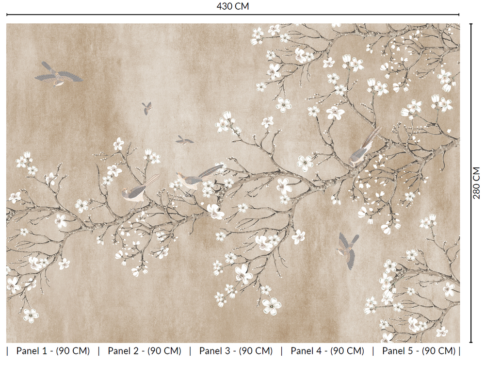 Beige Blossoming Almond Tree Murals M2657 - Sample