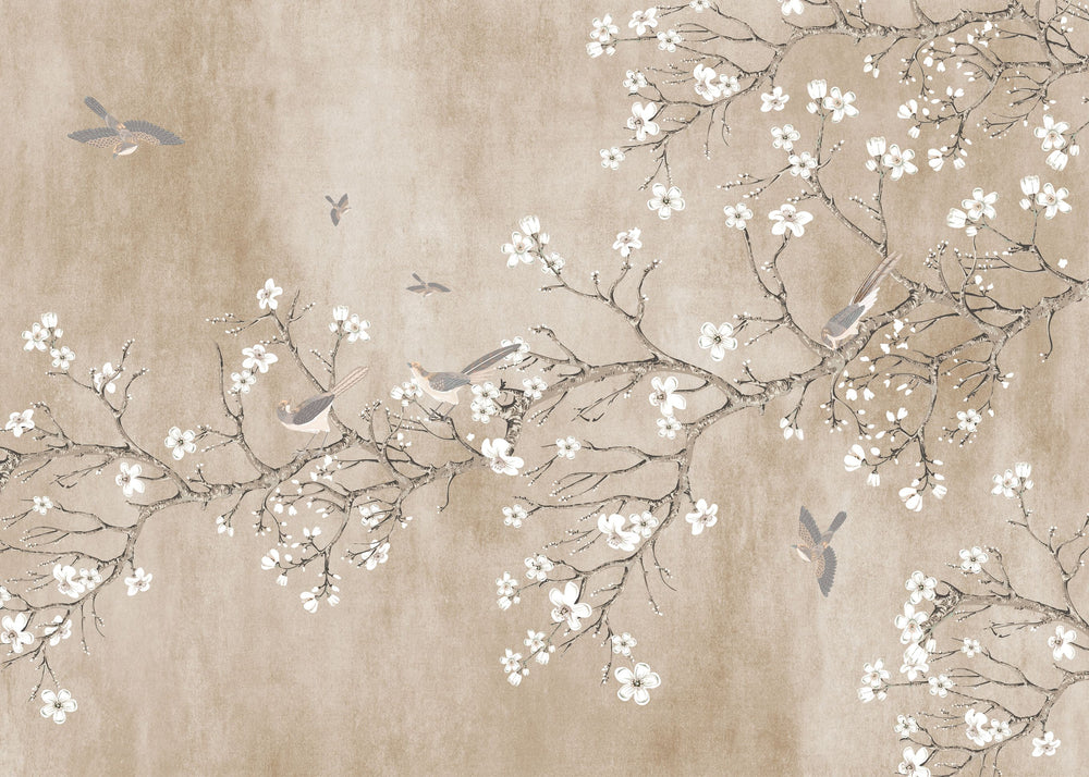 Beige Blossoming Almond Tree Murals M2657 - Sample