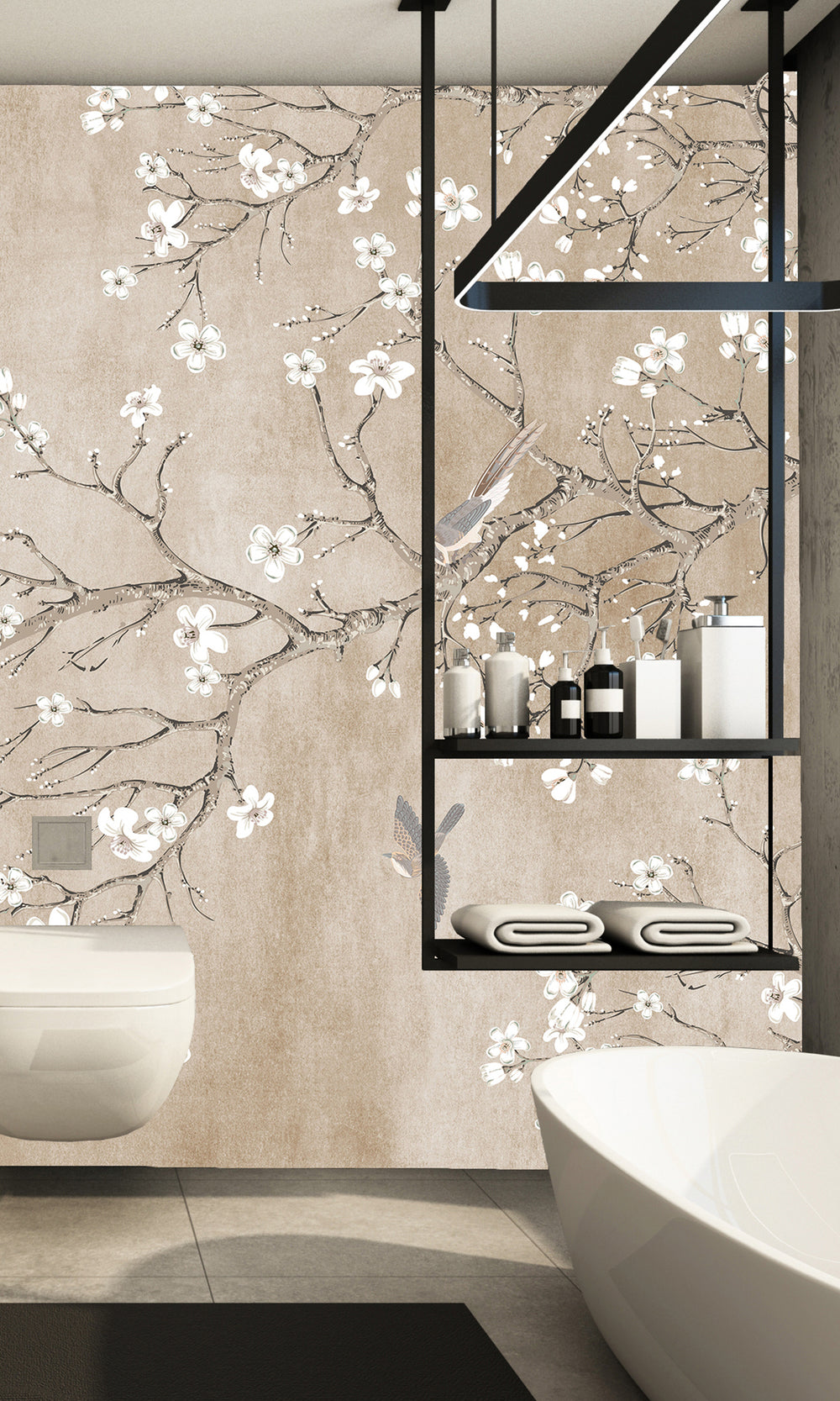 Beige Blossoming Almond Tree Murals M2657 - Sample