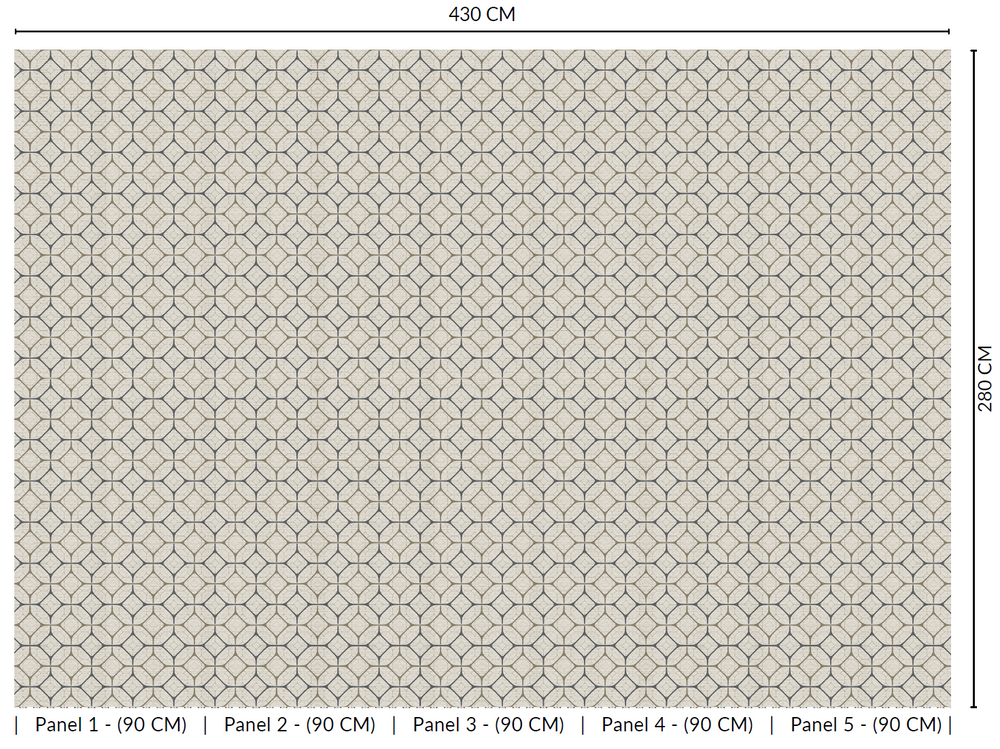 Taupe Tiled Geometric Ogee Murals M2662 - Sample