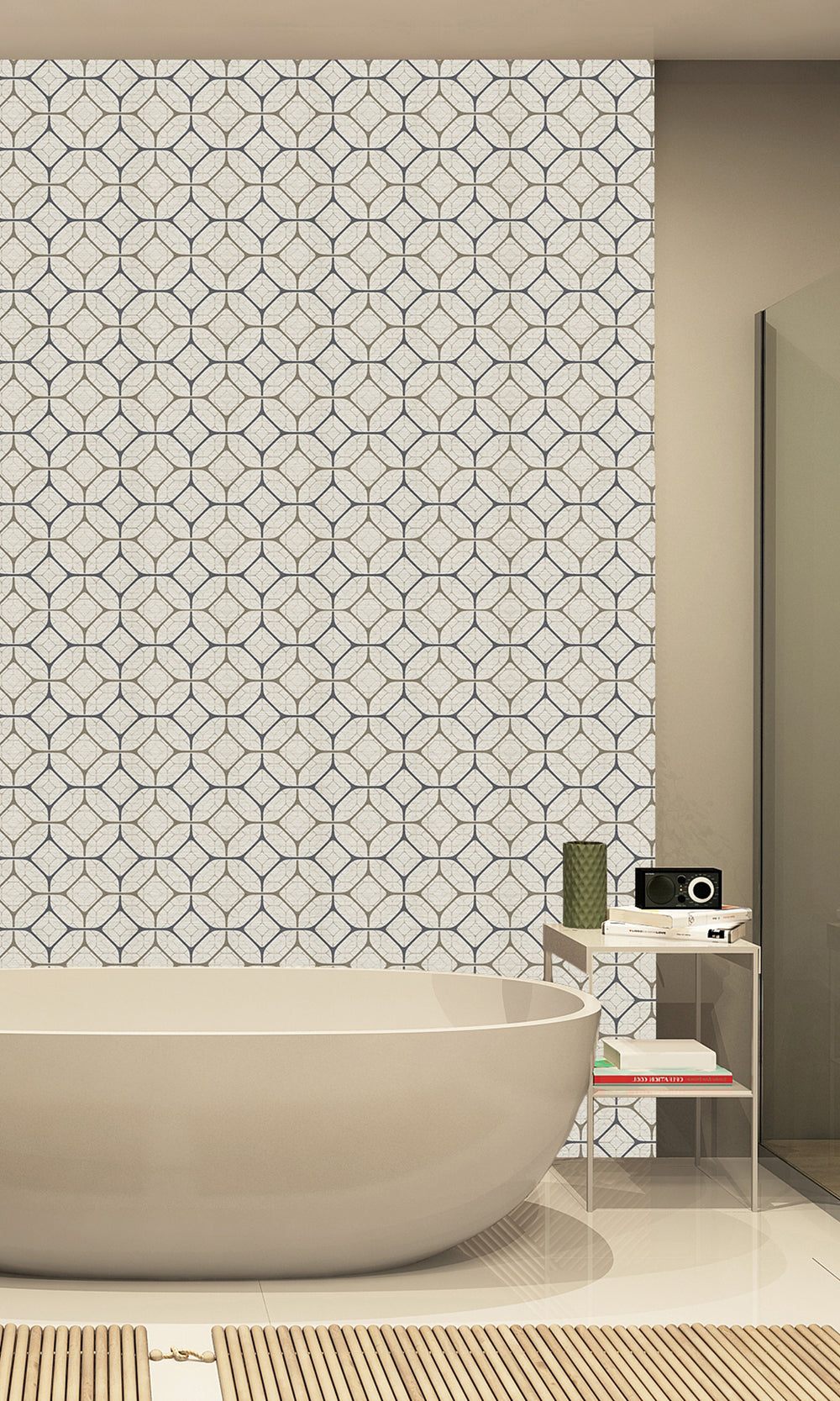 Taupe Tiled Geometric Ogee Murals M2662 - Sample