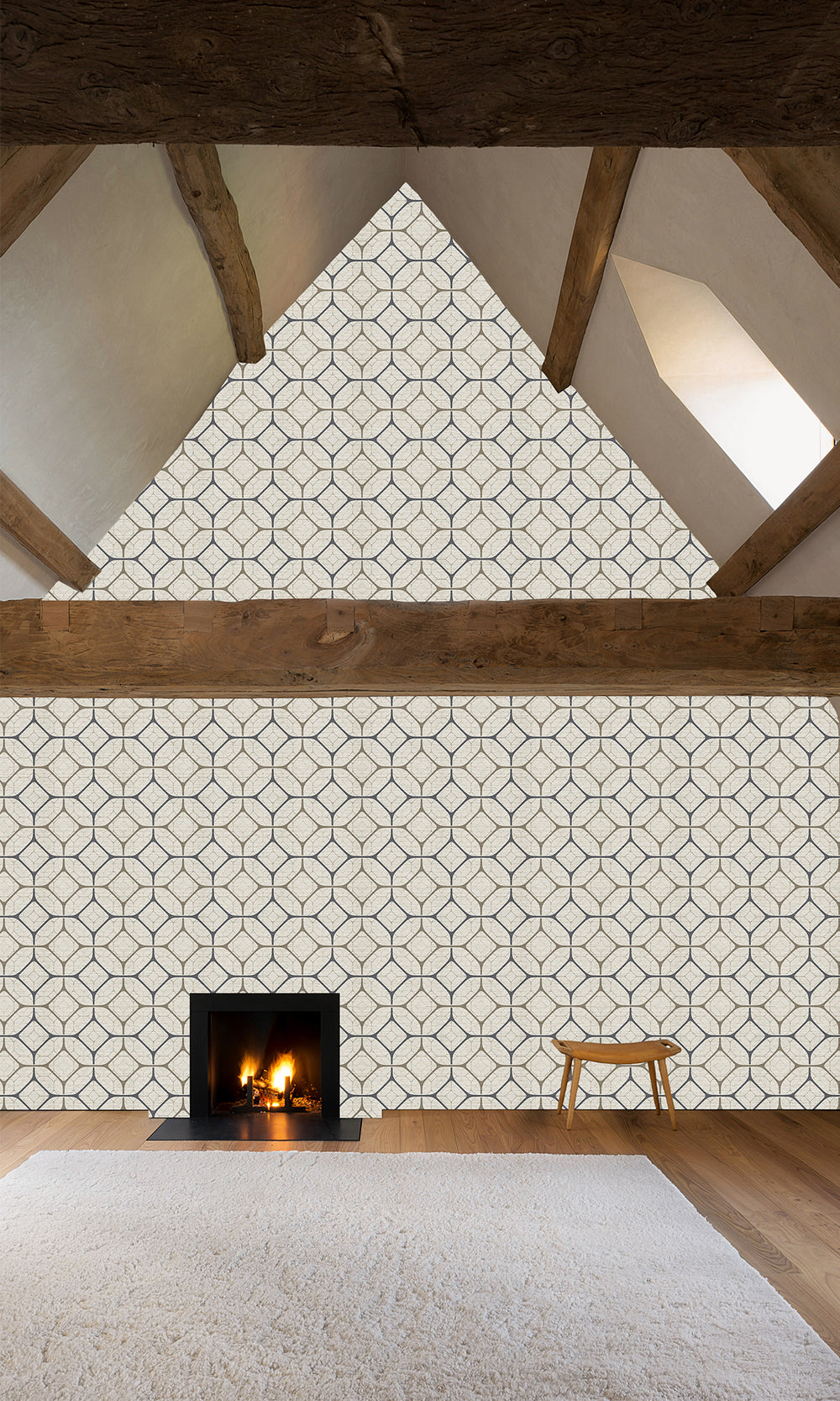 Taupe Tiled Geometric Ogee Murals M2662 - Sample
