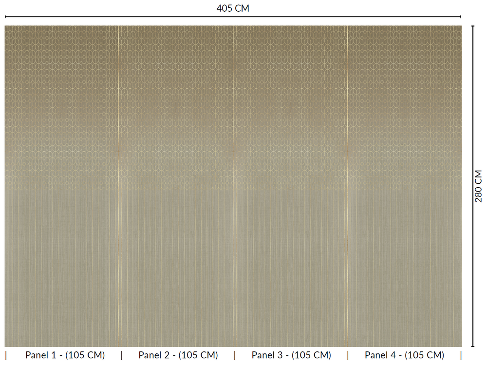 Gold Geometric Striped Murals M2636 - Sample