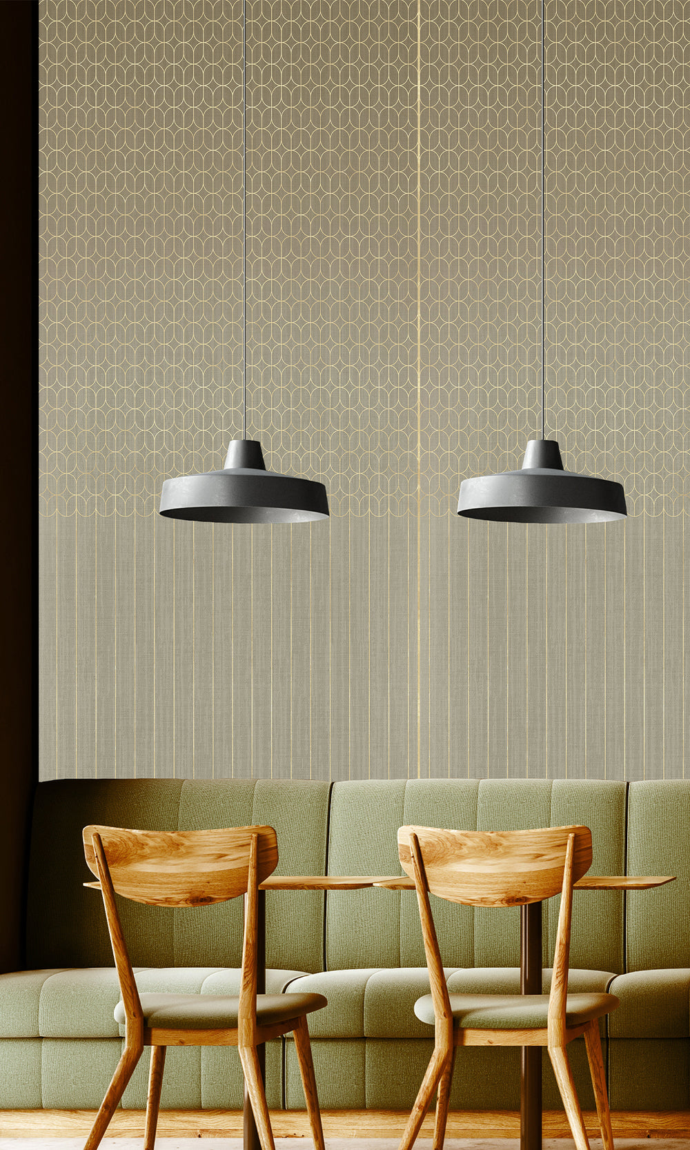 Gold Geometric Striped Murals M2636 - Sample